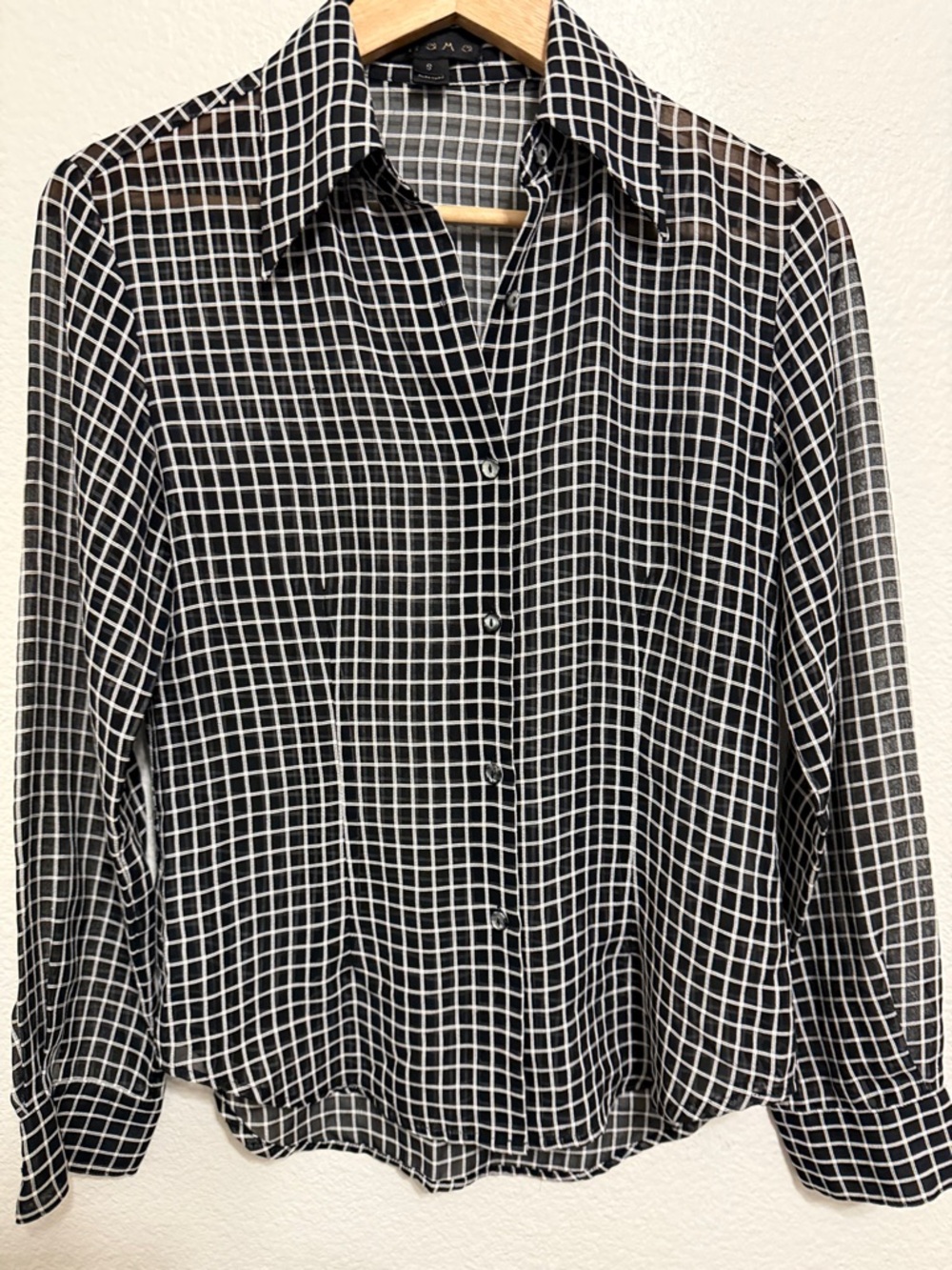 Black & White Grid Button-Down Shirt